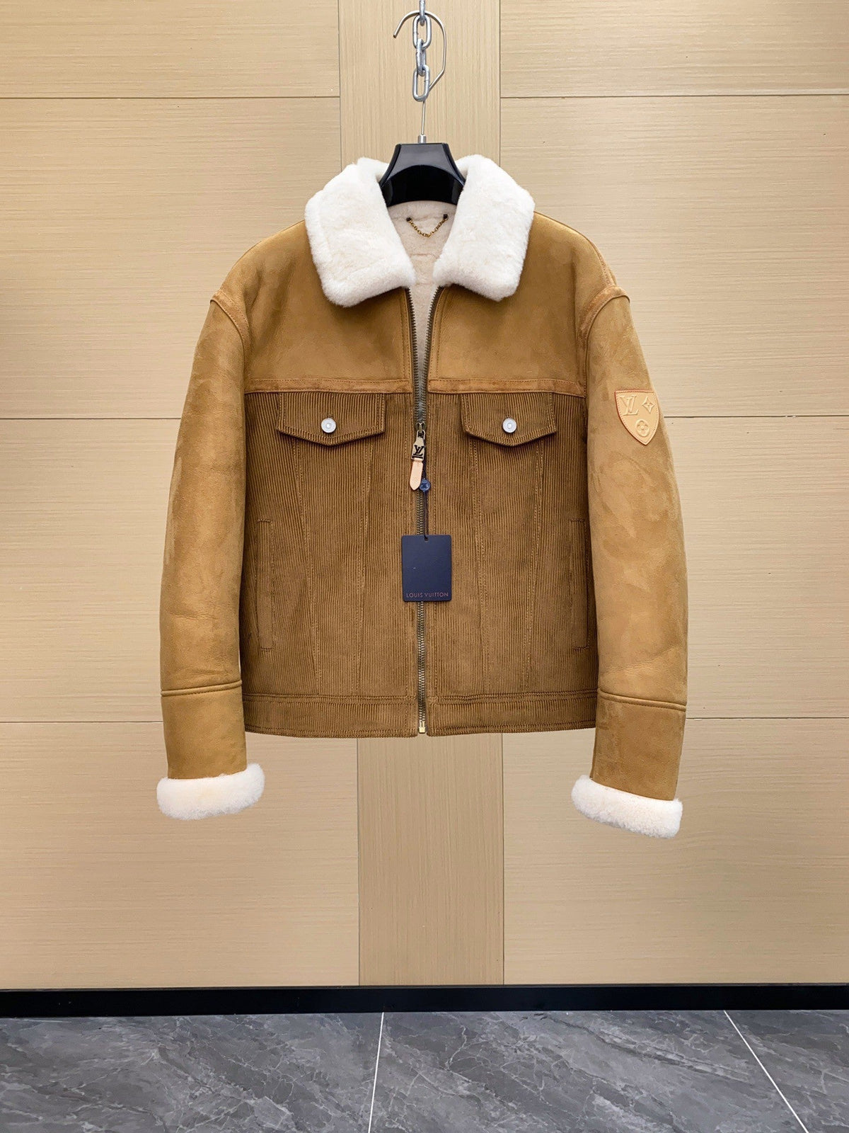 LV Pilot Shearling Jacket Coat lambs wool Men's Unisex