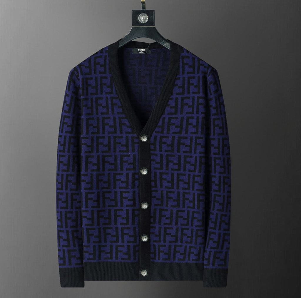 Fendi Cardigan Sweater Purple Black Medium Unisex Men's
