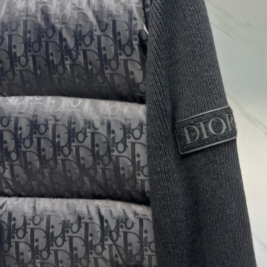 CHRISTIAN DIOR Oblique Hybrid Knit Puffer Jacket L XL coat men's