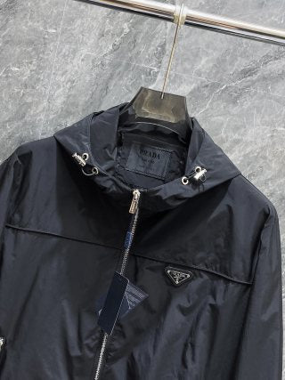 Prada Jacket Unisex Men's Windbreaker coat black
