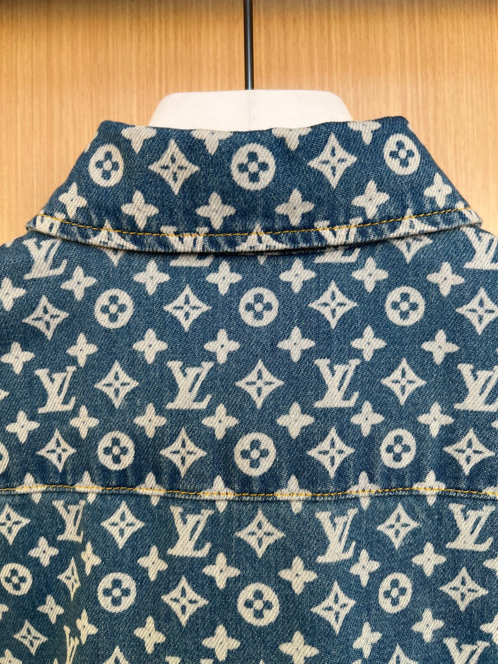 LV All-Over Monogram Denim Shirt Jacket Louis Vuitton men's blue logo