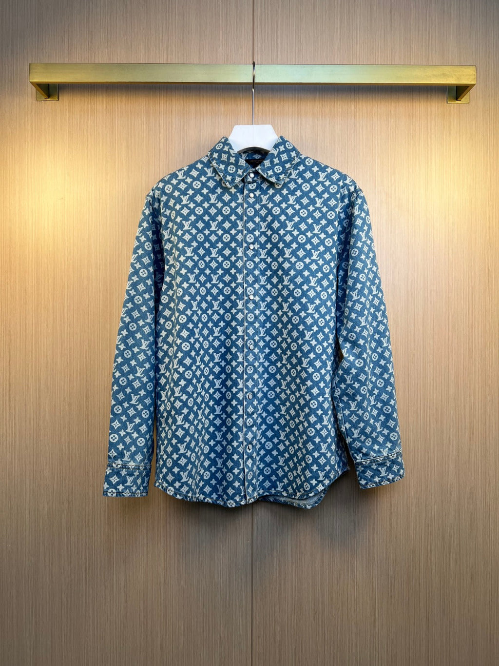 LV All-Over Monogram Denim Shirt Jacket Louis Vuitton men's blue logo