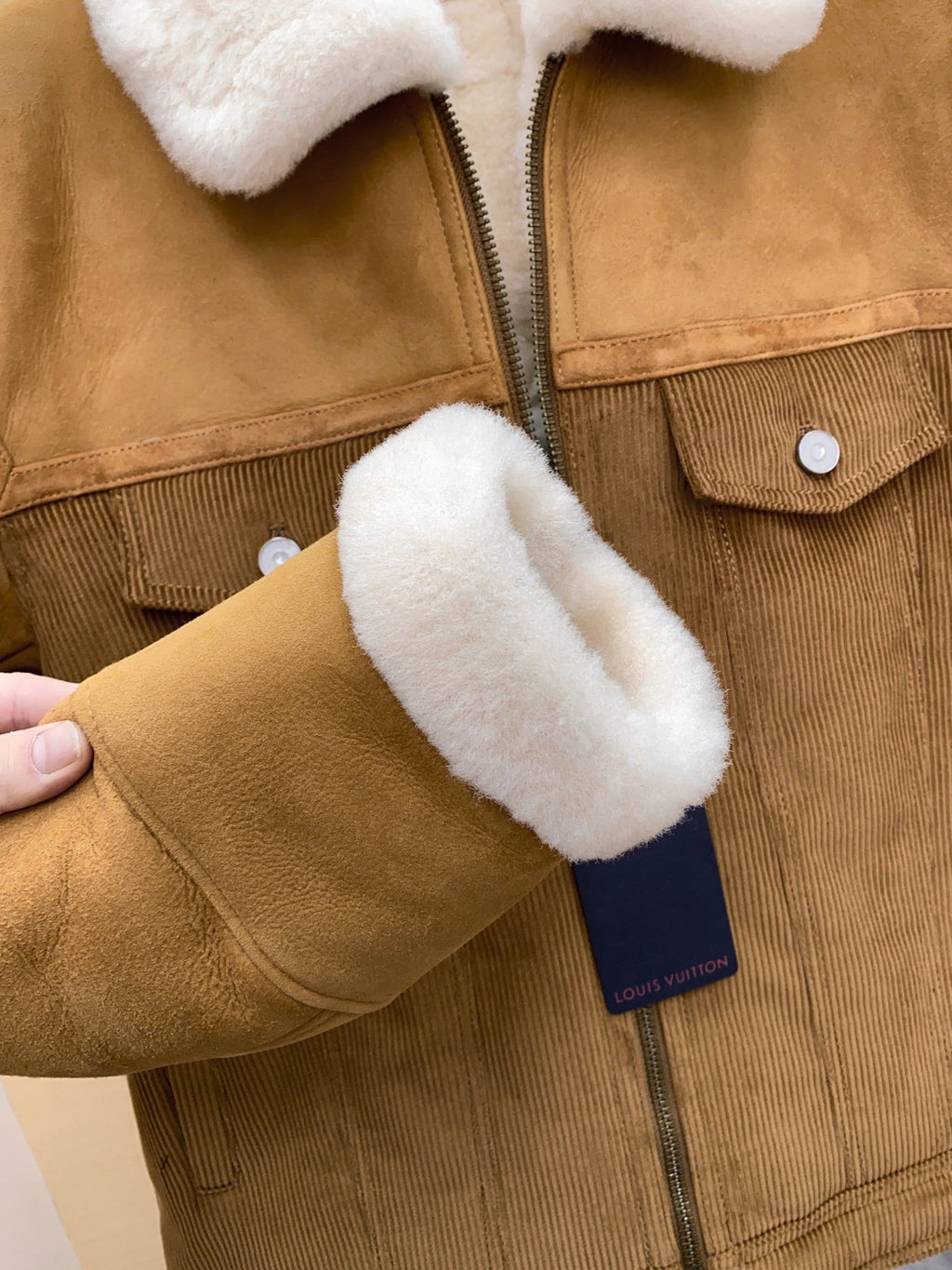 LV Pilot Shearling Jacket Coat lambs wool Men's Unisex