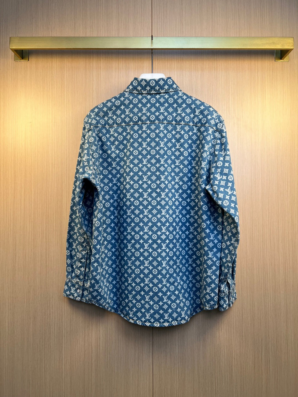 LV All-Over Monogram Denim Shirt Jacket Louis Vuitton men's blue logo