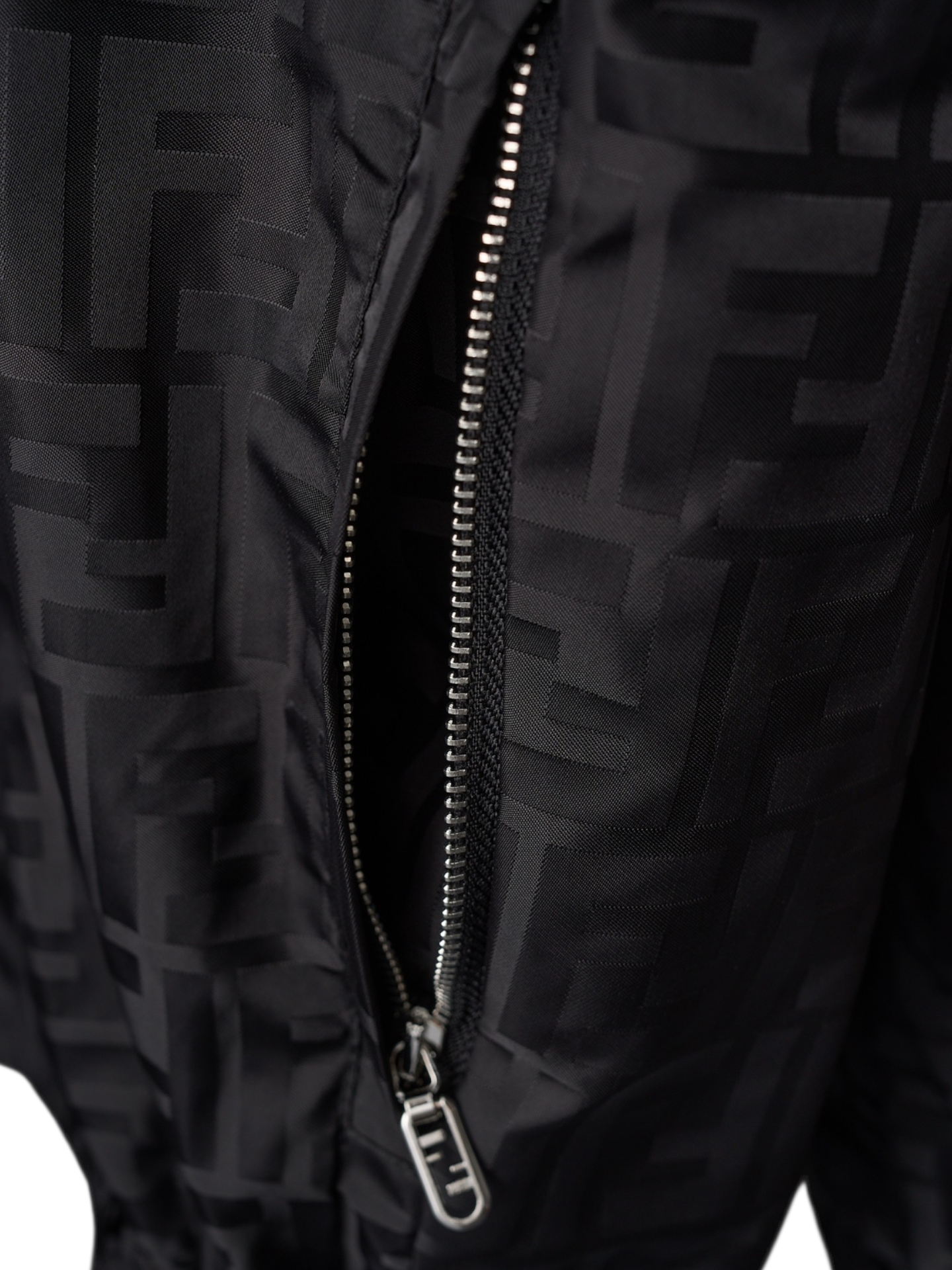 Fendi jacket Men's black zip-up jacket Large unisex coat nylon