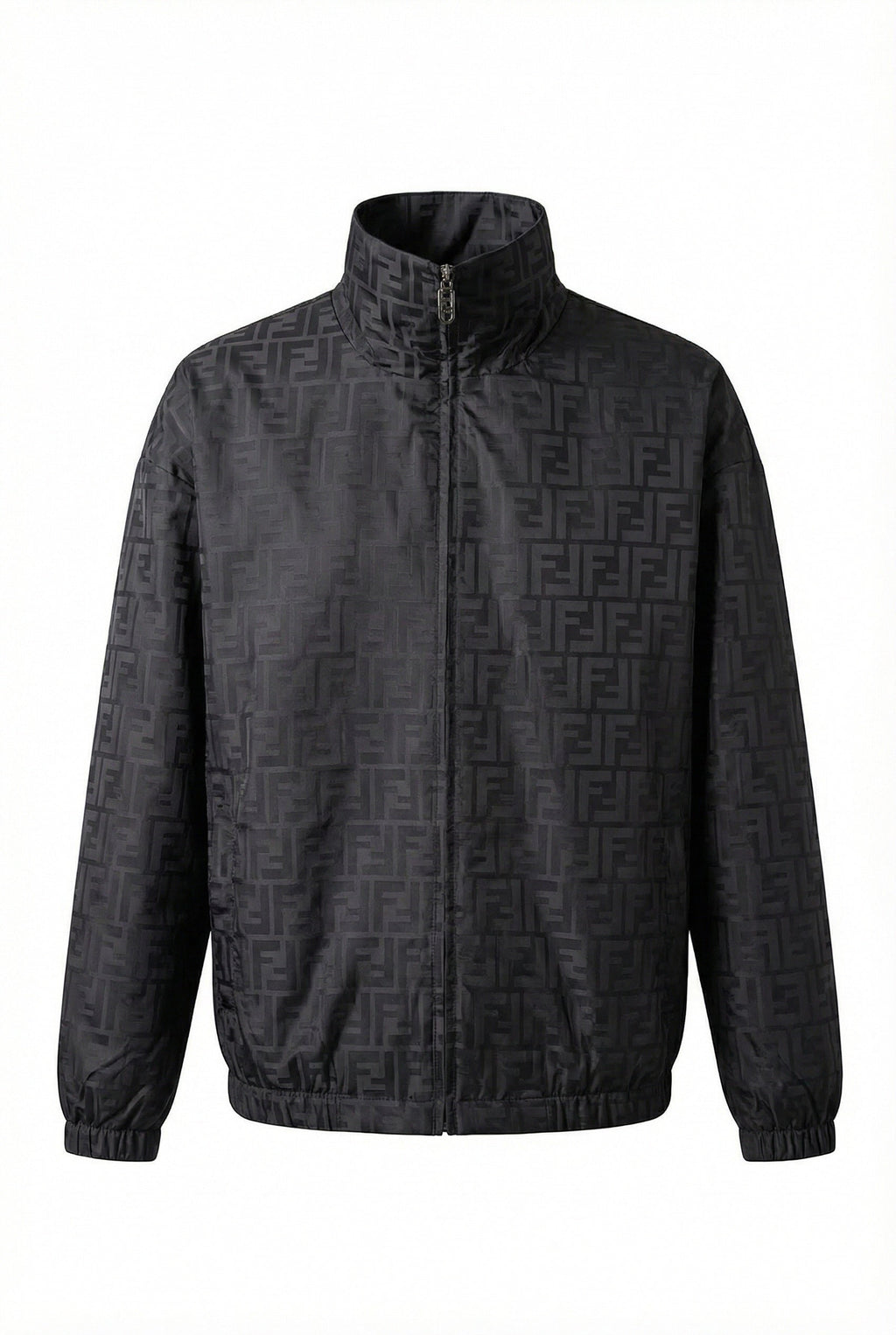 Fendi jacket Men's black zip-up jacket Large unisex coat nylon