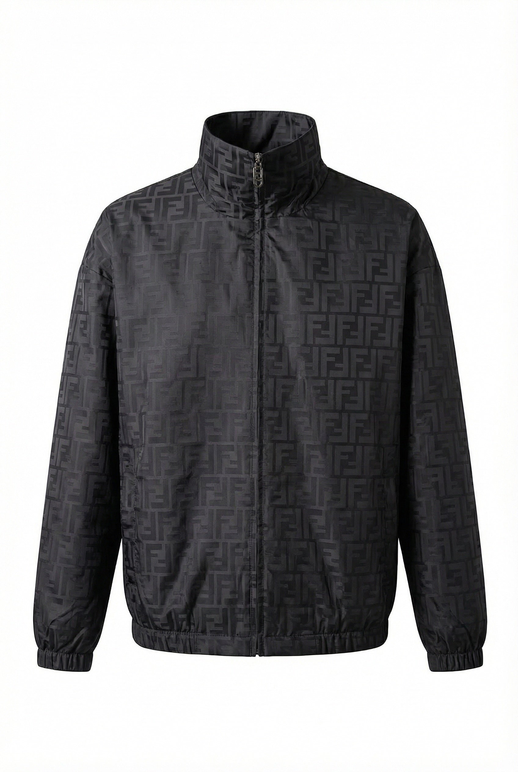 Fendi jacket Men's black zip-up jacket Large unisex coat nylon