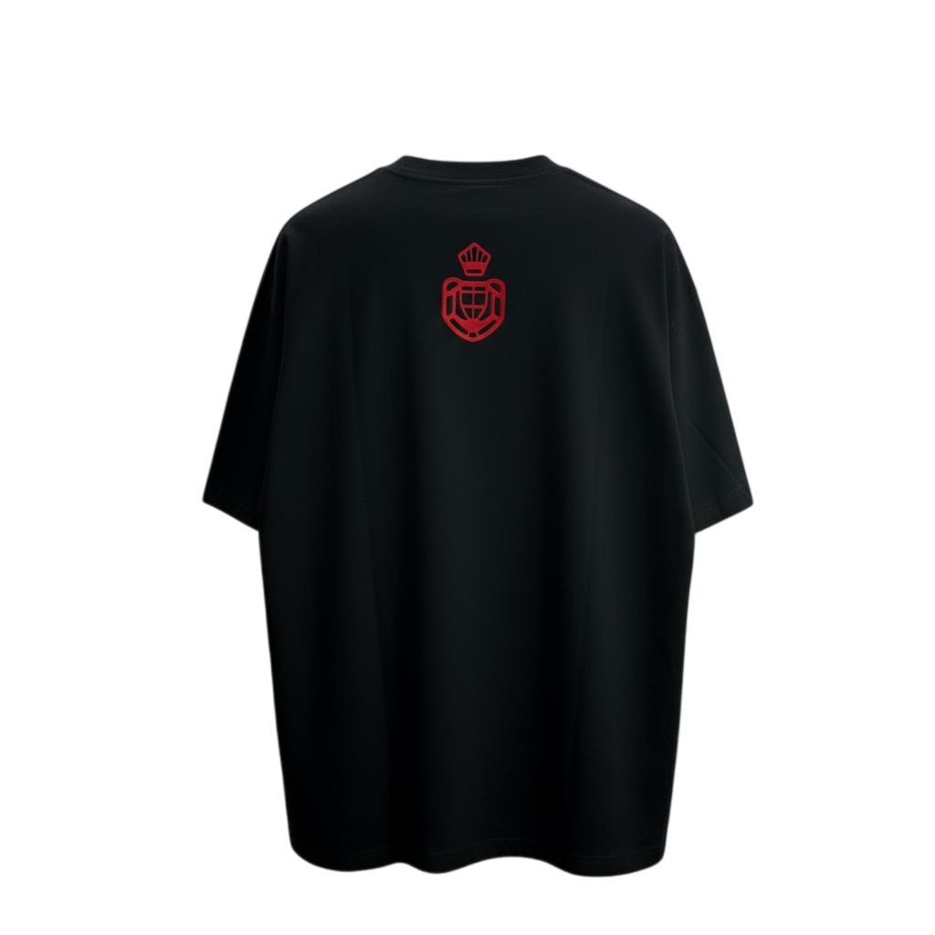 Prada 3D design T shirt Large men's unisex tee Black with red