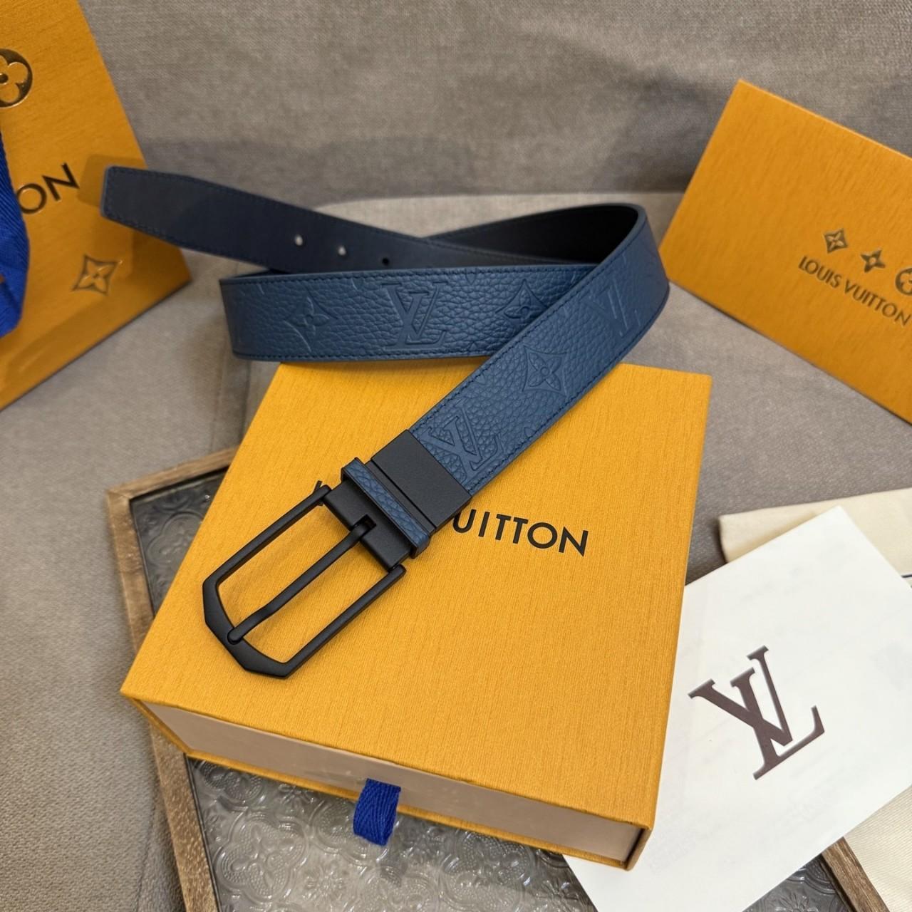 LV belt men's Blue/Black reversible Louis Vuitton 110CM 33-35"