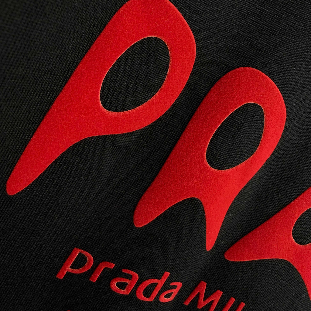 Prada 3D design T shirt Large men's unisex tee Black with red