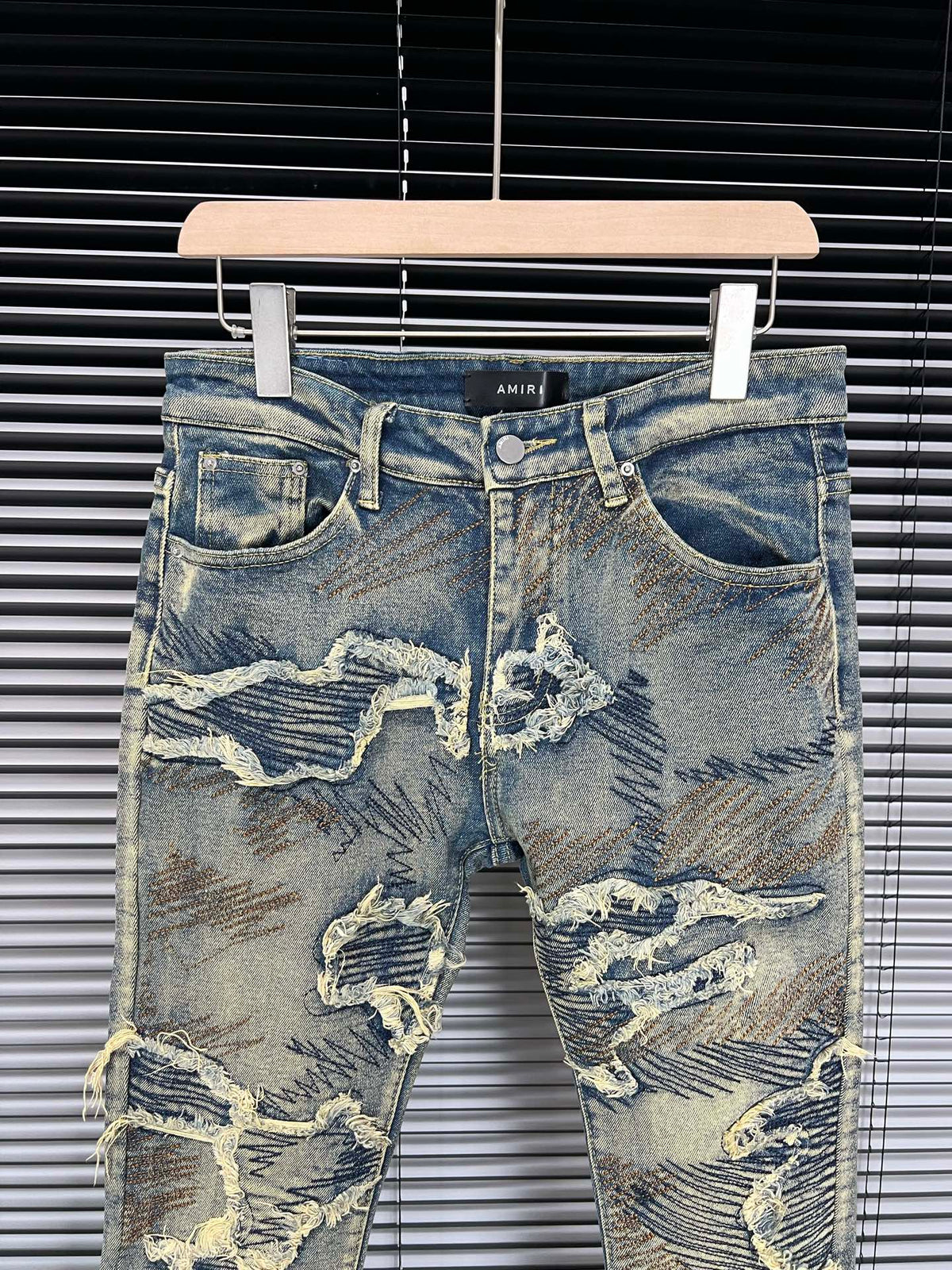 AMIRI Embroidered Stretchy Slim Fit Flared Jeans Men's