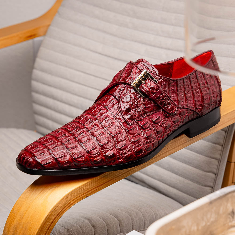 Luigi Wine men's genuine Caiman crocodile dress shoes loafers Milano