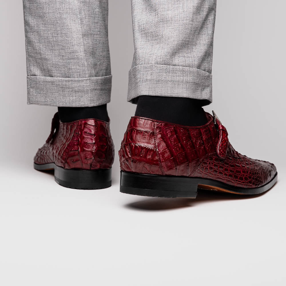 Luigi Wine men's genuine Caiman crocodile dress shoes loafers Milano