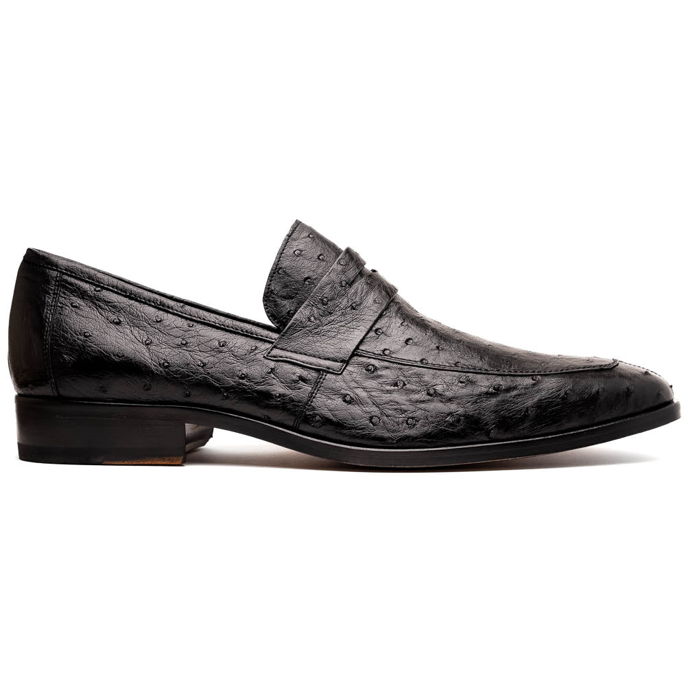 Salvatore Black genuine ostrich skin loafers shoes men's luxury