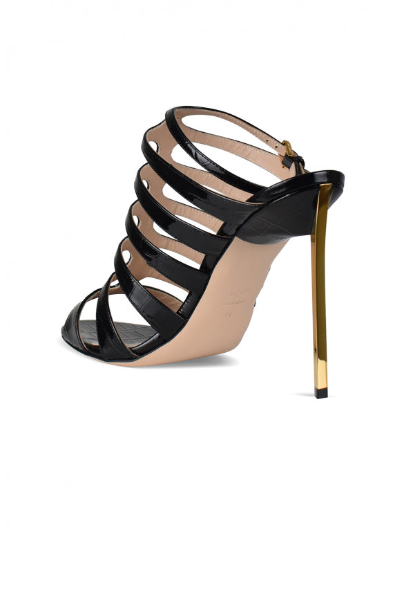 Tom Ford ladies Sandals Heels shoes black crocw/gold heel
