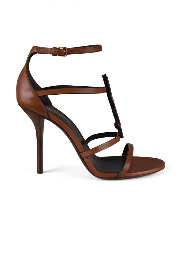 Yves Saint Laurent ladies Cassandra Sandals YSL Heels brown leather stilettos