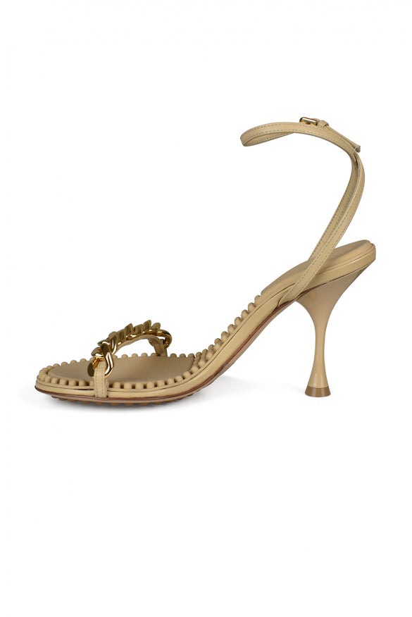 Bottega Veneta ladies Dot Sandals heels leather beige gold shoes