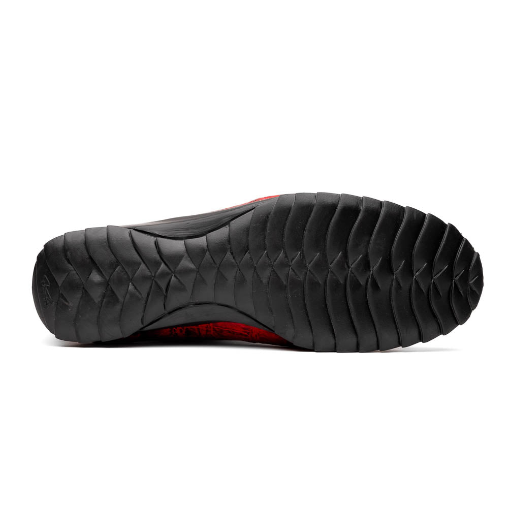 Saulo men's sneakers genuine alligator and ostrich BlackCherry Milano red
