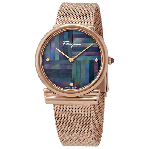 Salvatore Ferragamo Ladies Gancini Slim wrist watch rose gold