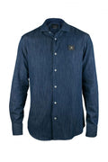 Philipp Plein Men's Diamond Cut long sleeve Skull Shirt navy blue