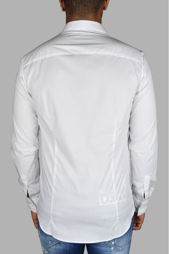 Philipp Plein Men's Diamond Cut LS Iconic Shirt white button up
