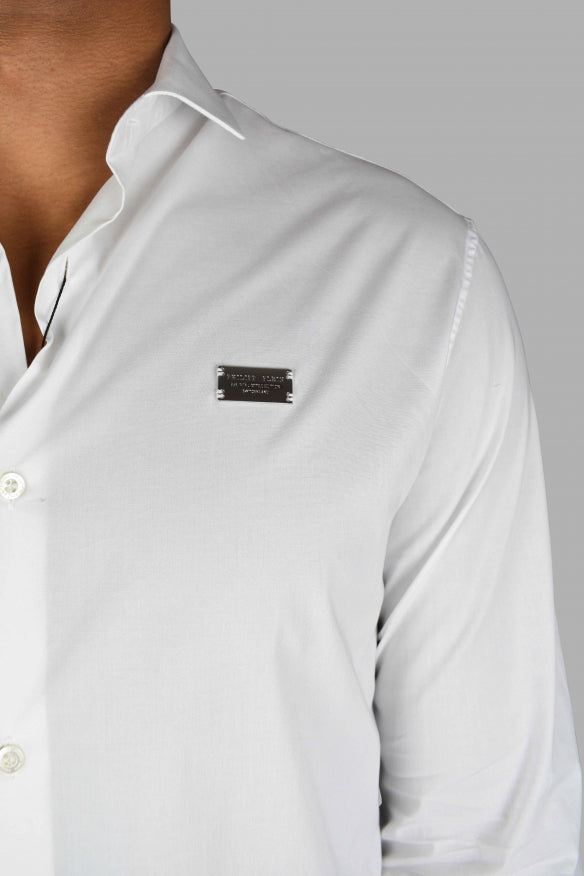 Philipp Plein Men's Diamond Cut LS Iconic Shirt white button up