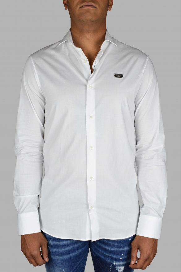 Philipp Plein Men's Diamond Cut LS Iconic Shirt white button up