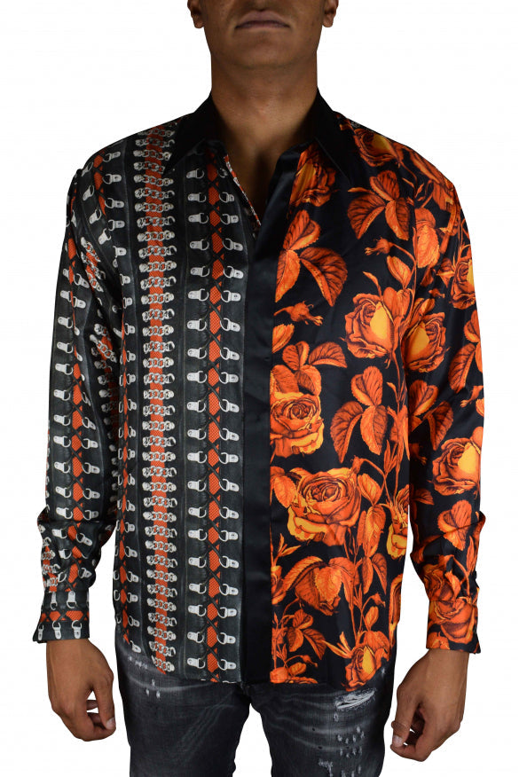 Roberto Cavalli Men's silk floral button-up Shirt