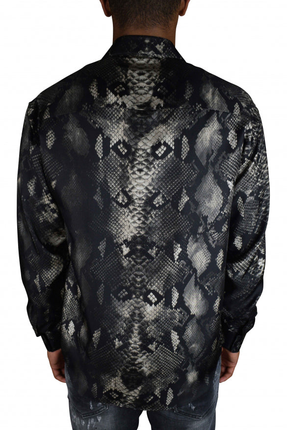 Roberto Cavalli Men's silk Shirt python leopard button up Italy panther buttons