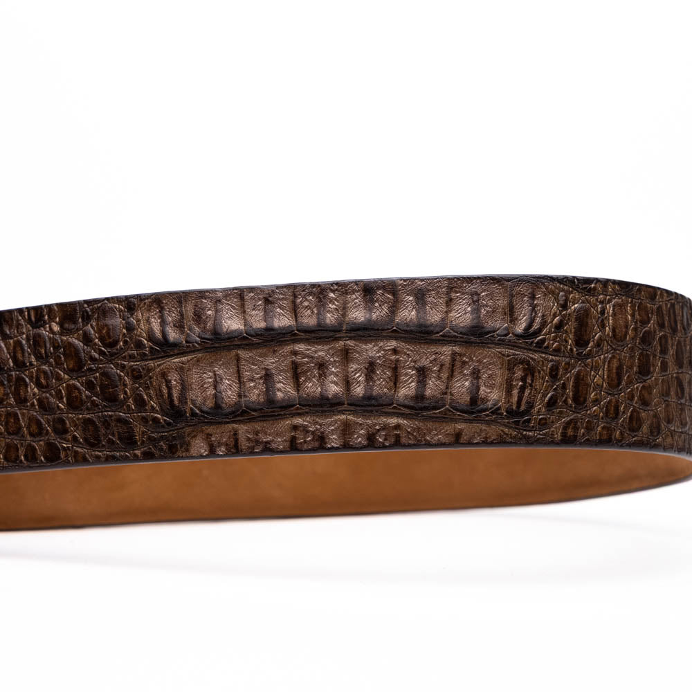 Silvio Belt Washed Brown men's genuine Caiman skin