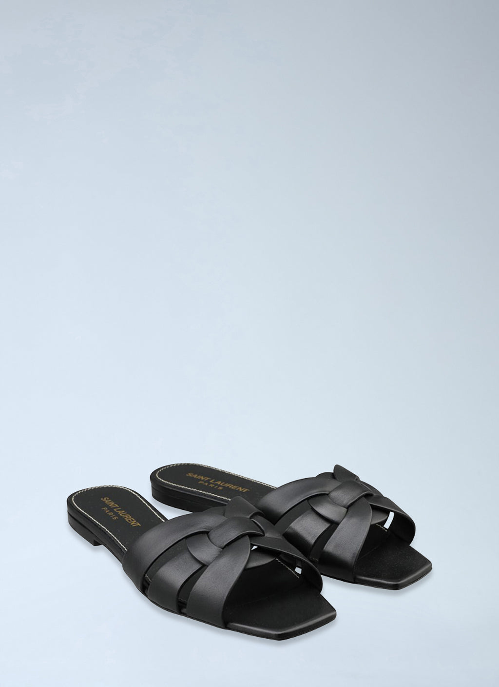 Yves Saint Laurent ladies Tribute Sandals flats slides slippers black YSL