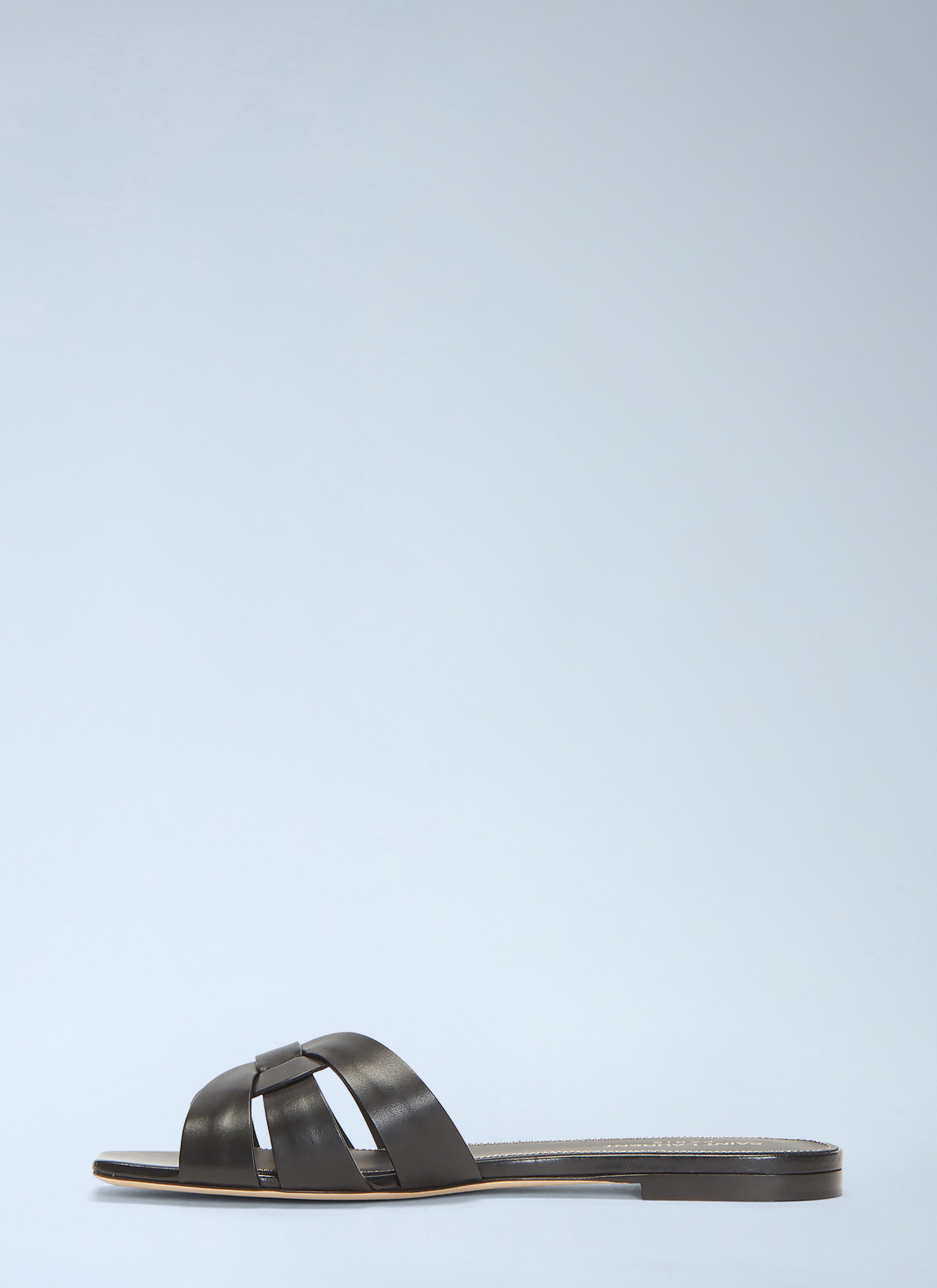 Yves Saint Laurent ladies Tribute Sandals flats slides slippers black YSL