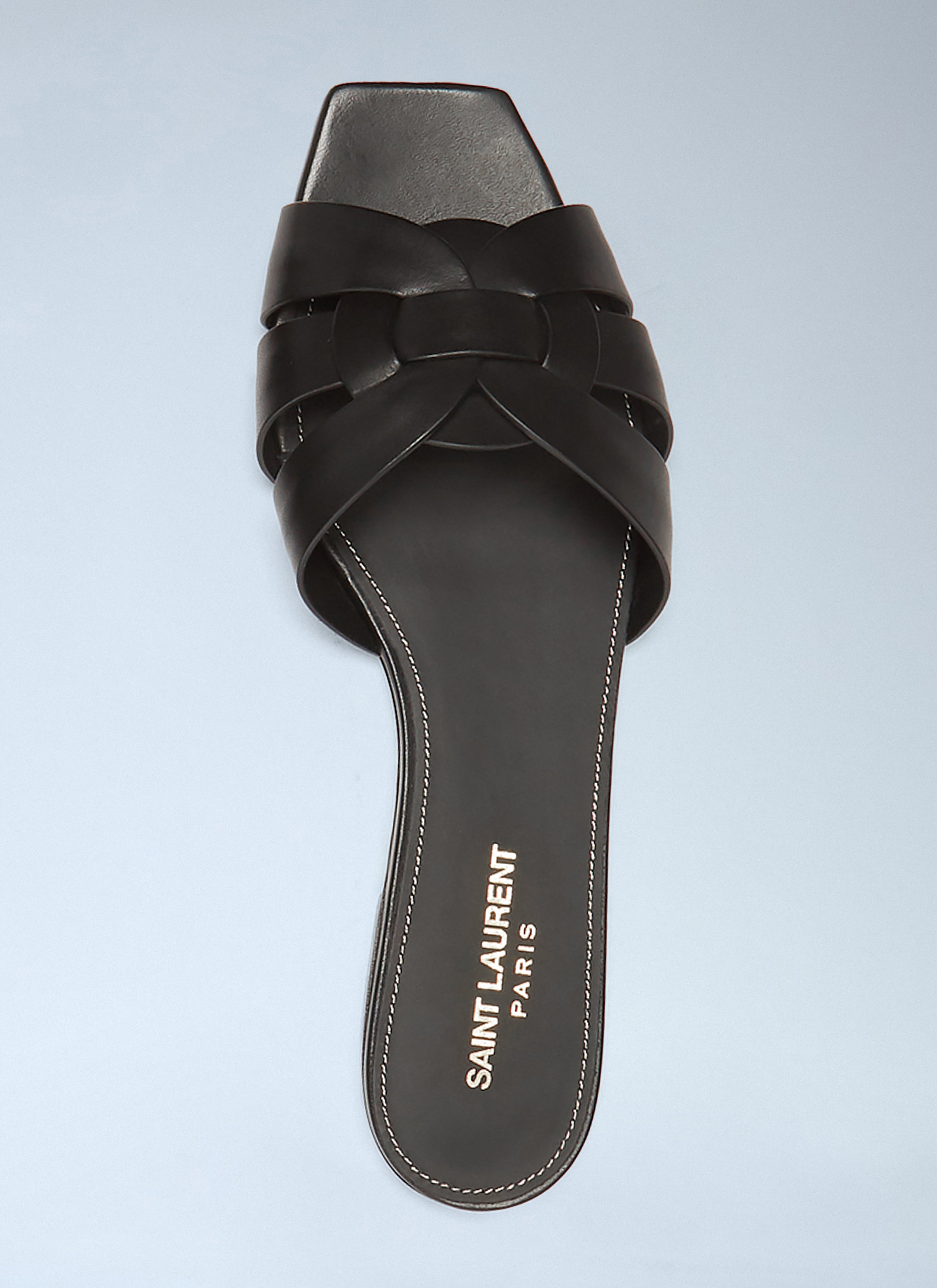 Yves Saint Laurent ladies Tribute Sandals flats slides slippers black YSL