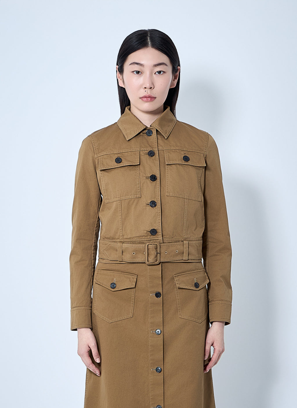 Yves Saint Laurent ladies Cotton Serge Jacket Coat tan YSL trench