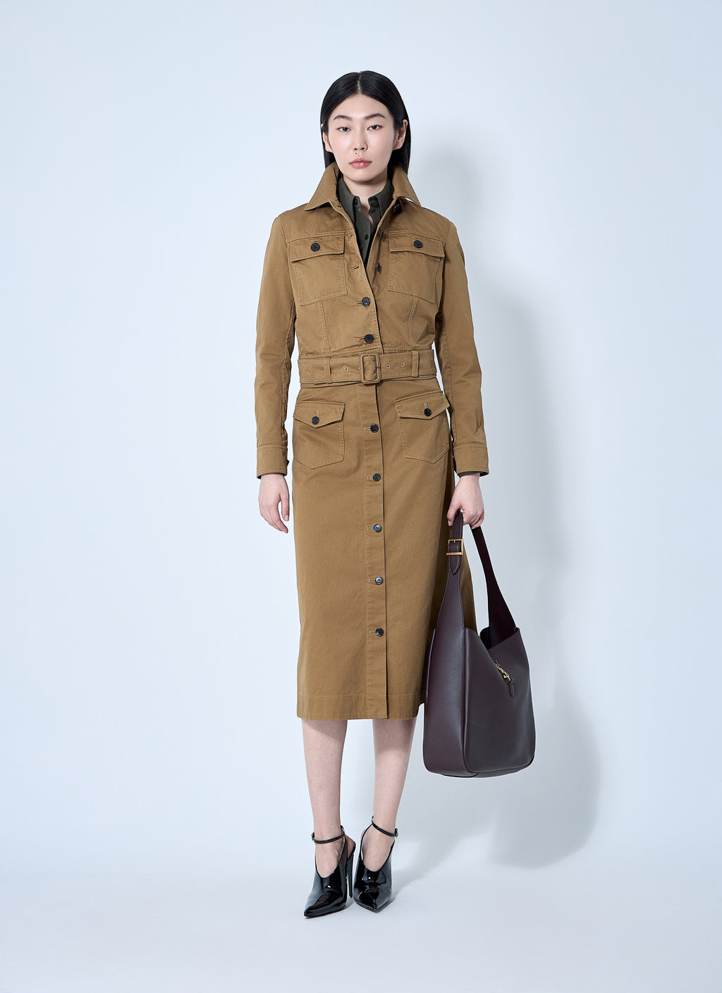 Yves Saint Laurent ladies Cotton Serge Jacket Coat tan YSL trench