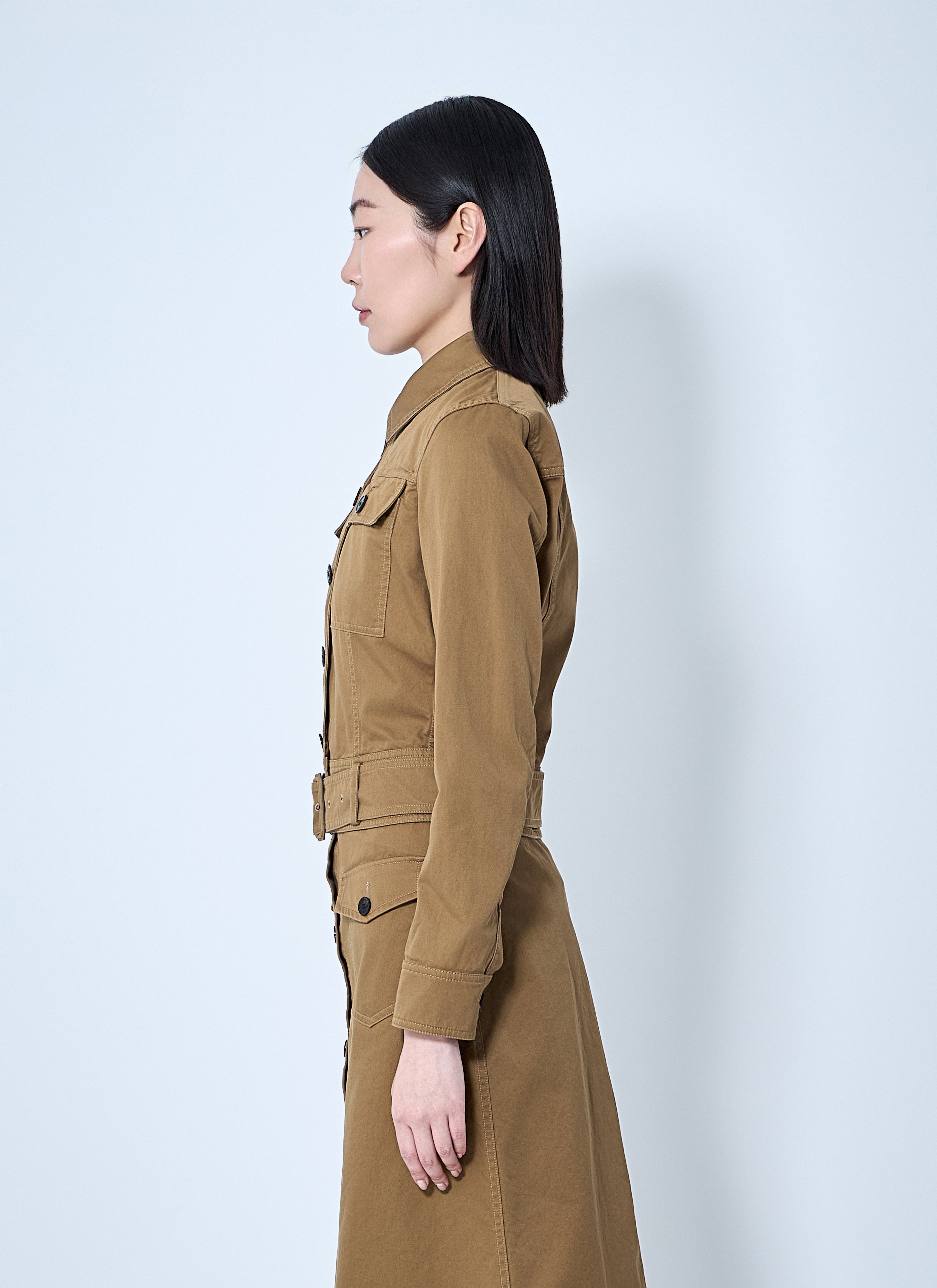Yves Saint Laurent ladies Cotton Serge Jacket Coat tan YSL trench