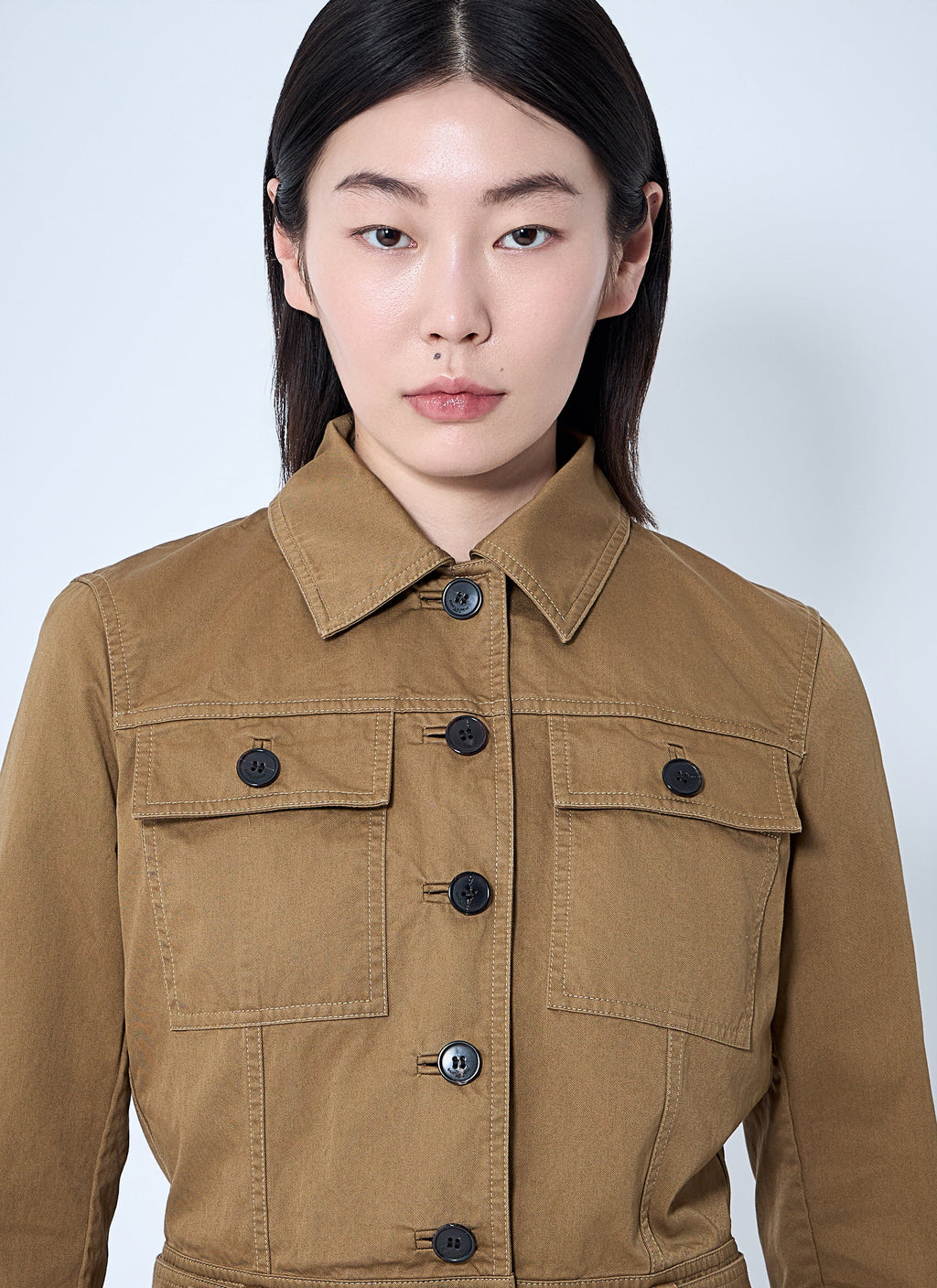 Yves Saint Laurent ladies Cotton Serge Jacket Coat tan YSL trench