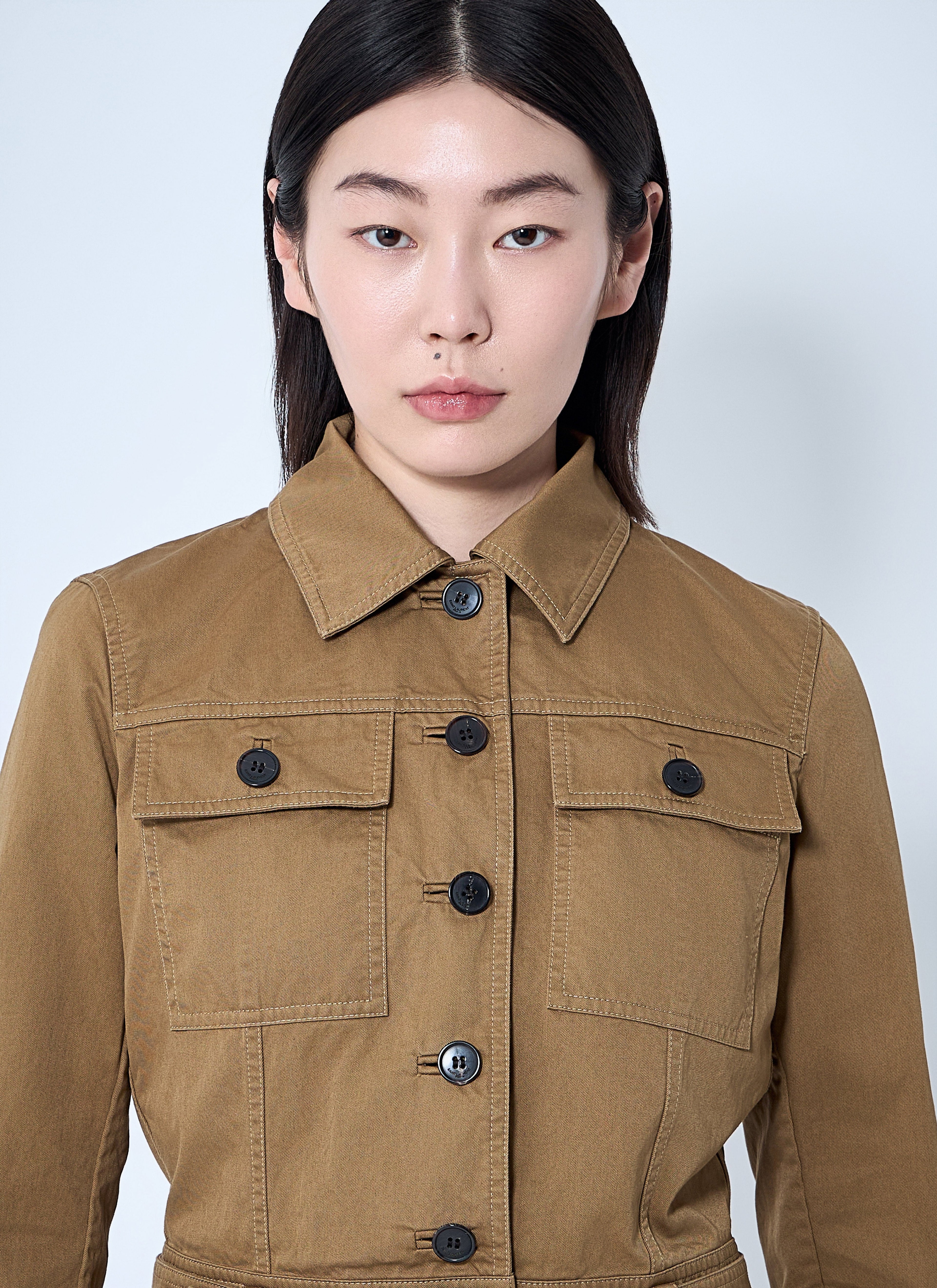 Yves Saint Laurent ladies Cotton Serge Jacket Coat tan YSL trench