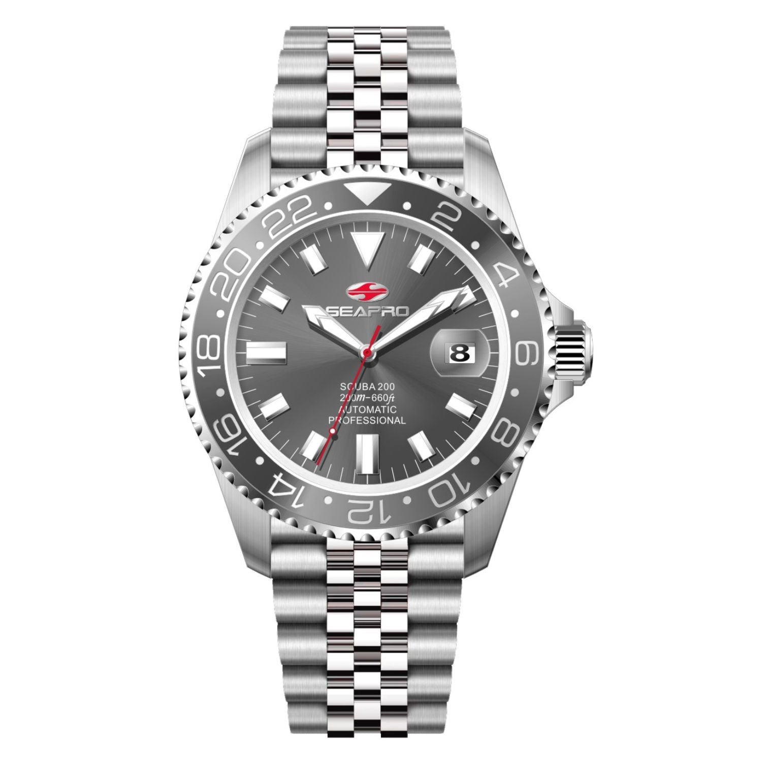 Seapro Men's Grand Meridian dive watch scuba silver black face