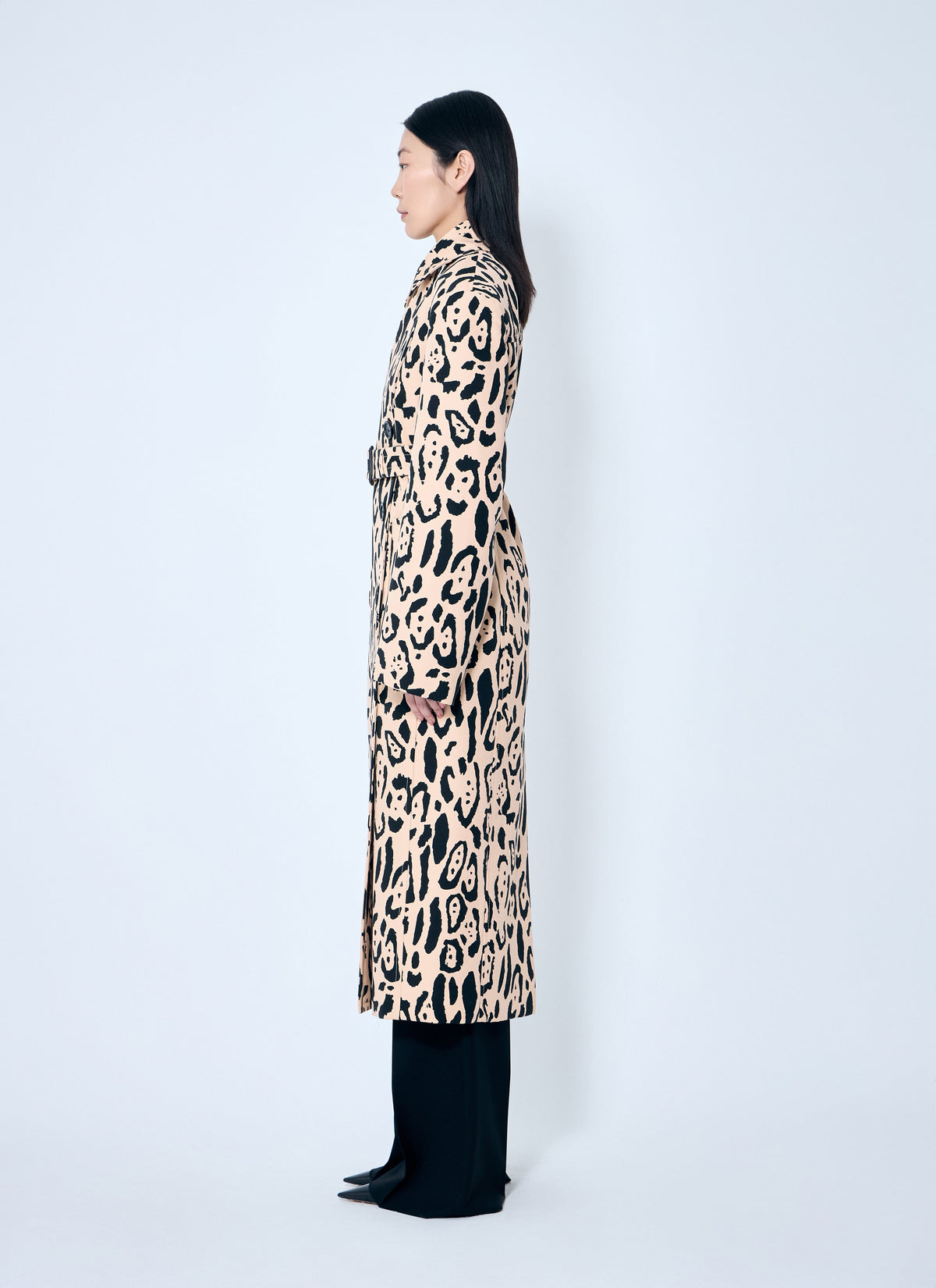 Sportmax Ladies Animal-Print Trench Coat long cream/black Max Mara