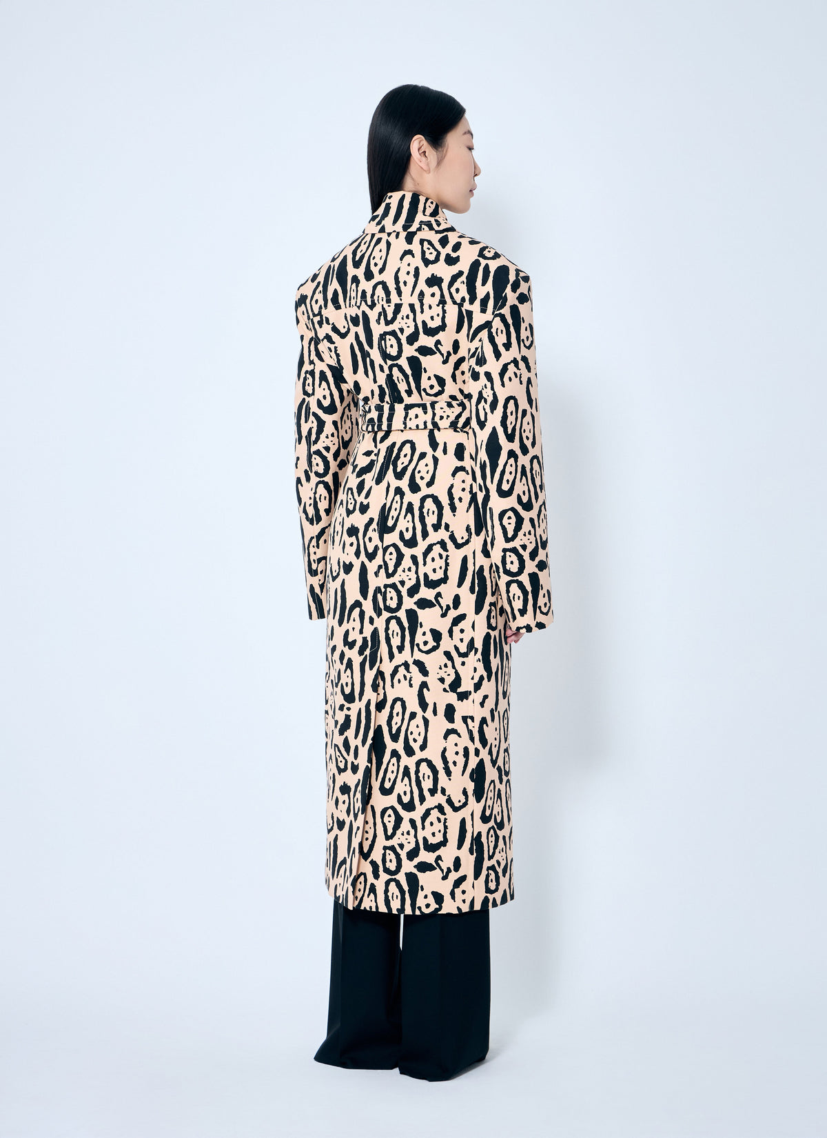 Sportmax Ladies Animal-Print Trench Coat long cream/black Max Mara