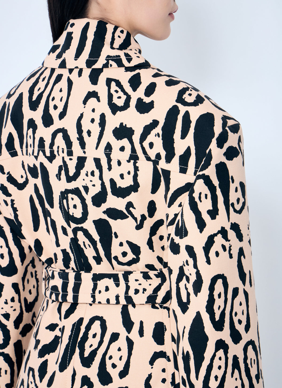 Sportmax Ladies Animal-Print Trench Coat long cream/black Max Mara
