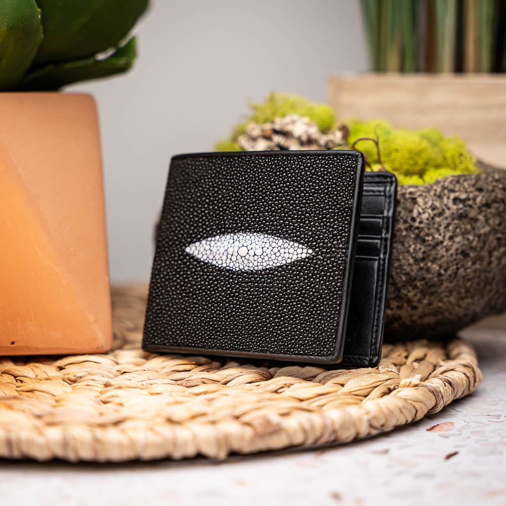 Vallo Wallet Black Marco di Milano designer genuine stingray skin