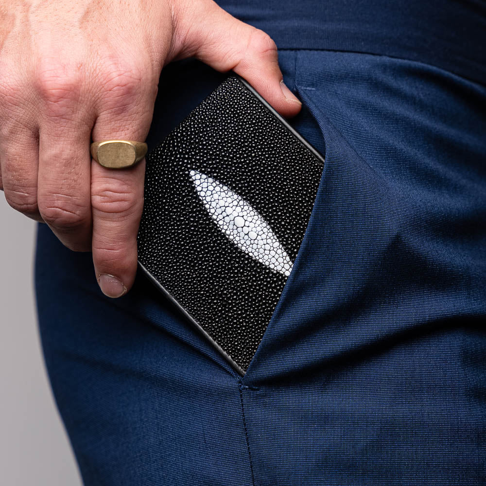 Vallo Wallet Black Marco di Milano designer genuine stingray skin