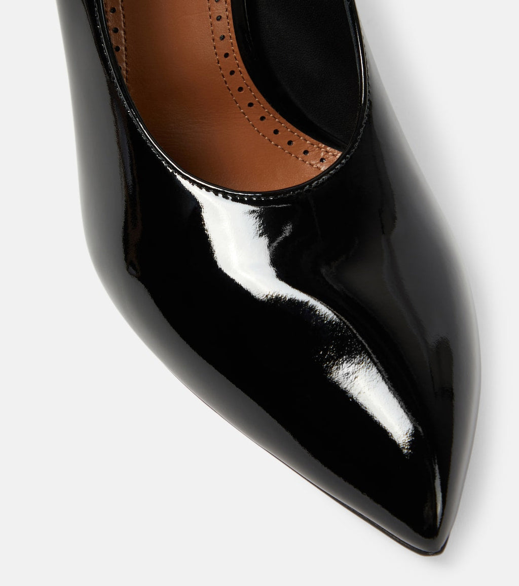 Alaia ladies Shark Patent Leather Pumps black heels ankle wrap shoes