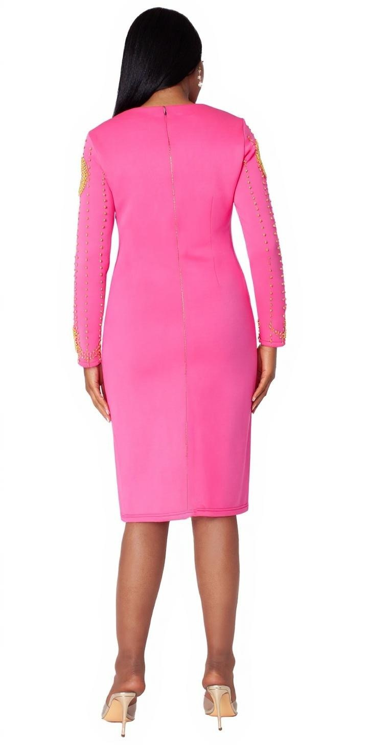 Stud Embellished Dress -4896 knit black or hot pink church dressy Jenifers Designer Closet Stud Embellished Dress -4896 knit black or hot pink church dressy Jenifers Designer Closet