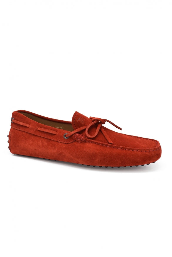 Tod's Men's Suede Loafers driving mocs shoes red