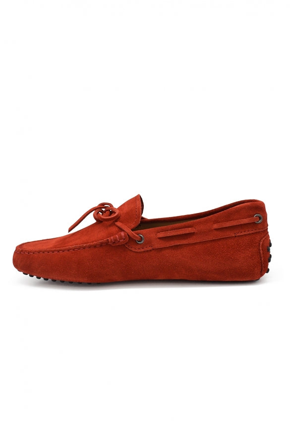 Tod's Men's Suede Loafers driving mocs shoes red