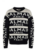 Balmain Paris Men's Sweater black white logo pullover