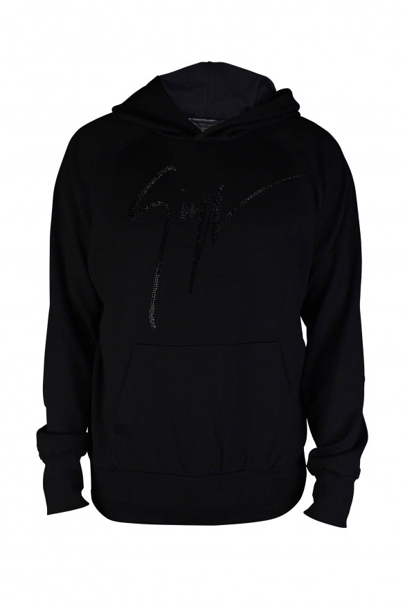 Giuseppe Zanotti Men's Sweatshirt black with crystal logo pullover hoodie